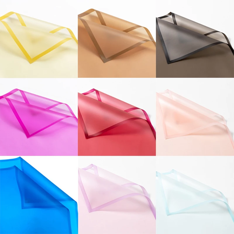 

4pcs 57cm Flower Wrapping Paper Half Transparent Colour Border Korean Style Gift Grinding Edge Rose Florist Packing Material