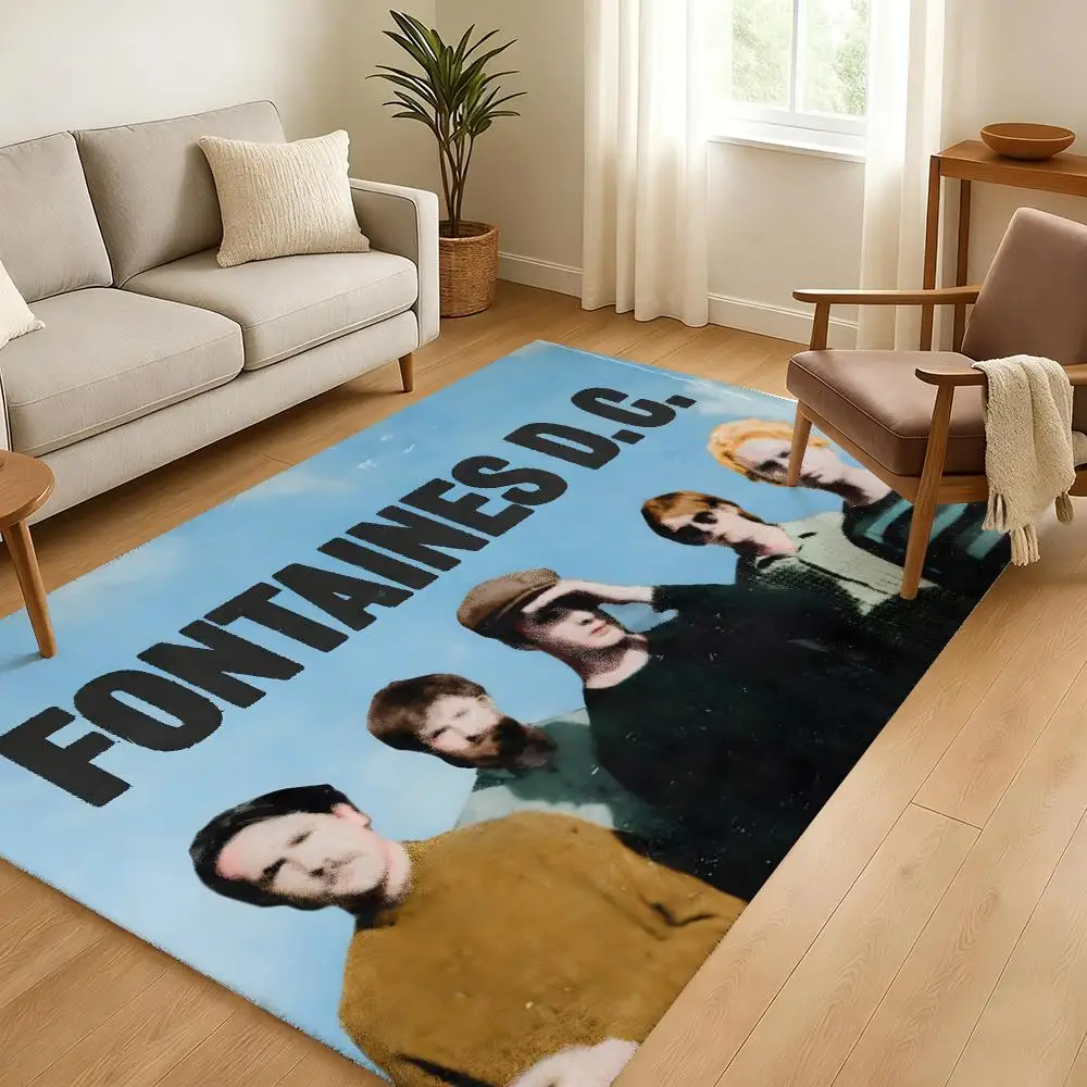 Band F-Fontaines D C Floor Mat Soft Thickened Absorbent Non-Slip Bedroom Living Room Door Mat Home Decor Flannel Rugs