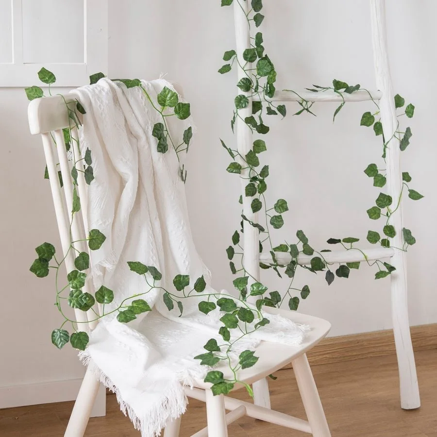 Artificial Creeper Leaf Silk Ivy Hanging Leaf Garland Plant  Home Bathroom Wedding Garden Decoration Green Vine 200CM