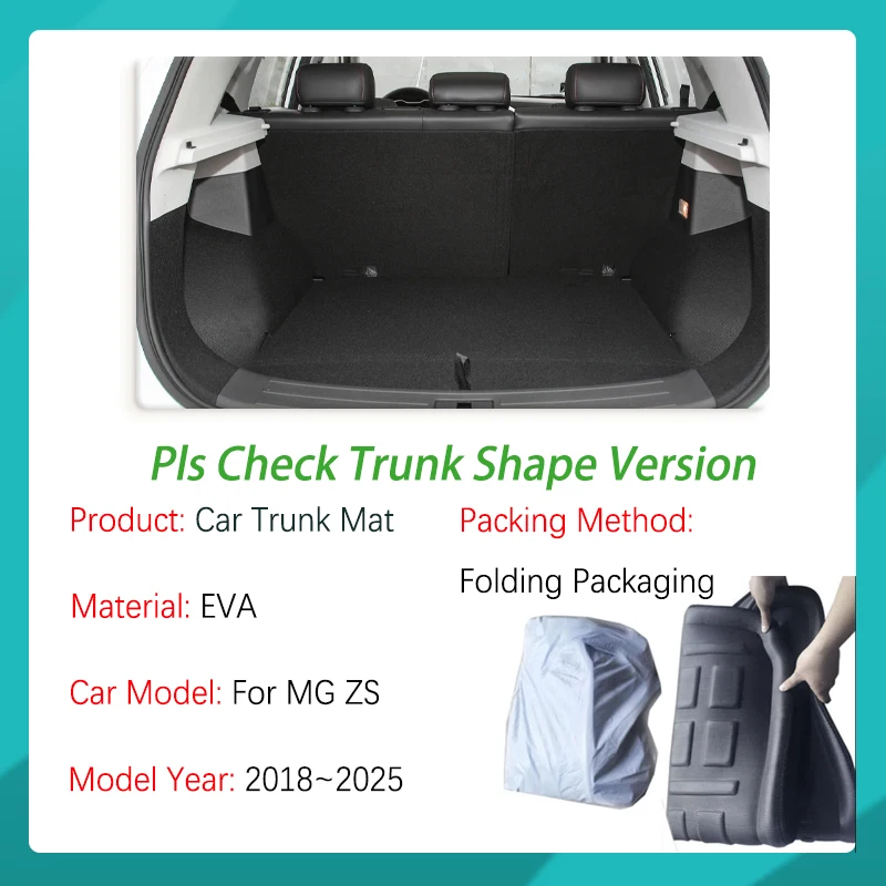 Car Trunk Mats For MG ZS EV MGZS ZX ZST 2018~2025 Waterproof Rug Boot Protector Carpet Storage Pad Suitcase Rug Auto Accessories