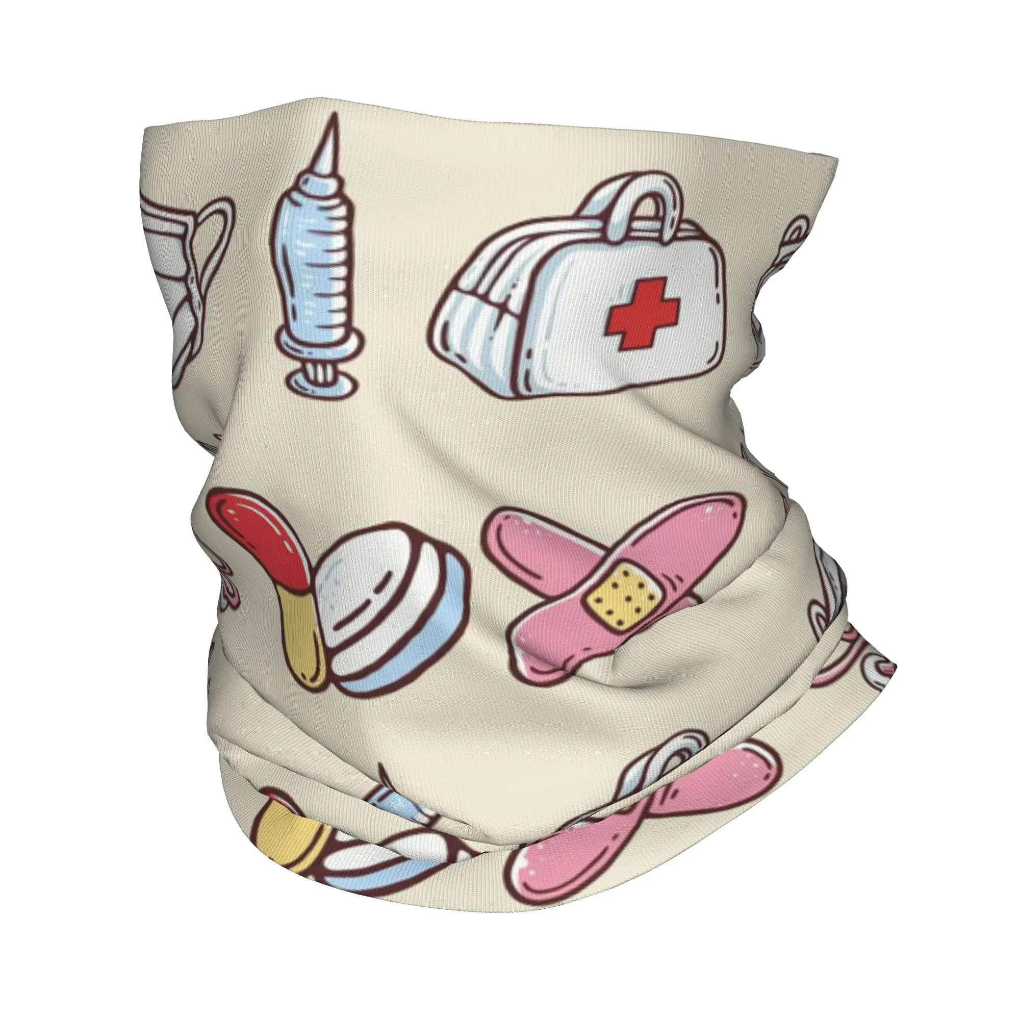 ไอคอน Handrawn พร้อมธีมโรงพยาบาลผ้าพันคอคอปกพิมพ์ผ้าพันคอ Multi-use Headwear เดินป่าตกปลาสําหรับผู้ชายผู้หญิงผู้ใหญ่