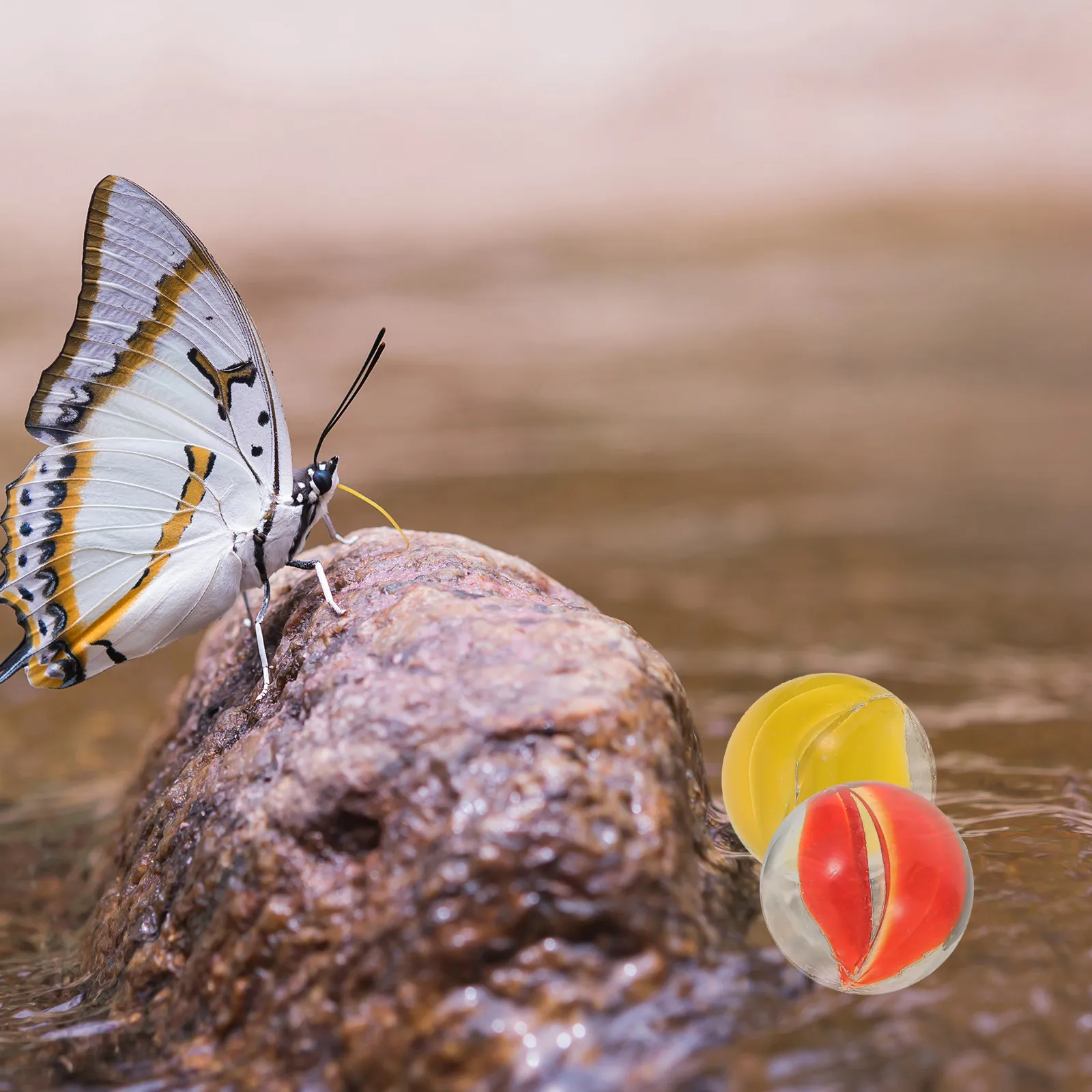 

200 шт. разноцветных стеклянных шариков-марблов для декора сада, уличная кормушка для бабочек и пчел, устойчивые к погодным условиям ландшафтные украшения