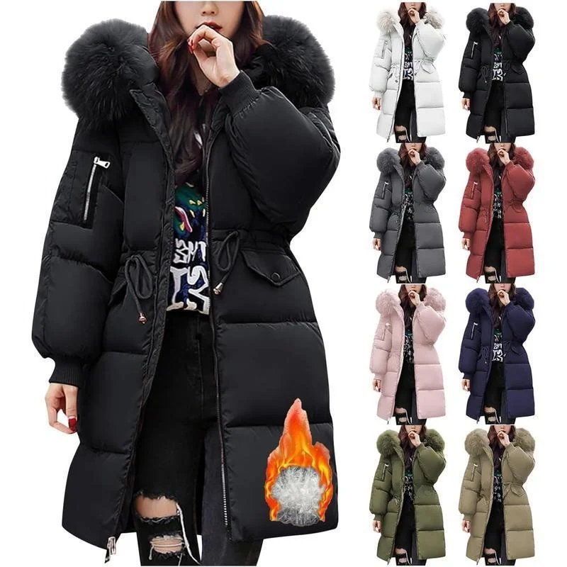 Women's Winter Quilted down Jacket Long Puffer Coat UK Style Spring 2026 Regular Thickness No Hat Design Fashion Ladies