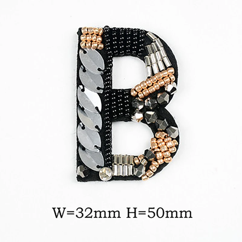 A-Z Rhinestone Beads English Alphabet Letter Applique 3D Sew On Letters Patch For Clothing Badge Paste For Clothes Bags Shoes