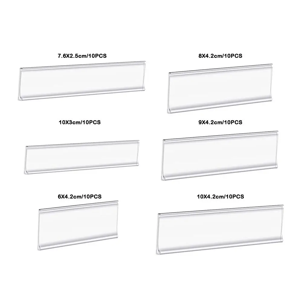 10pcs Transparent Self-adhesive Shelf Label Self-adhesive PVC Material Classification Label Convenient Index Card Size Label