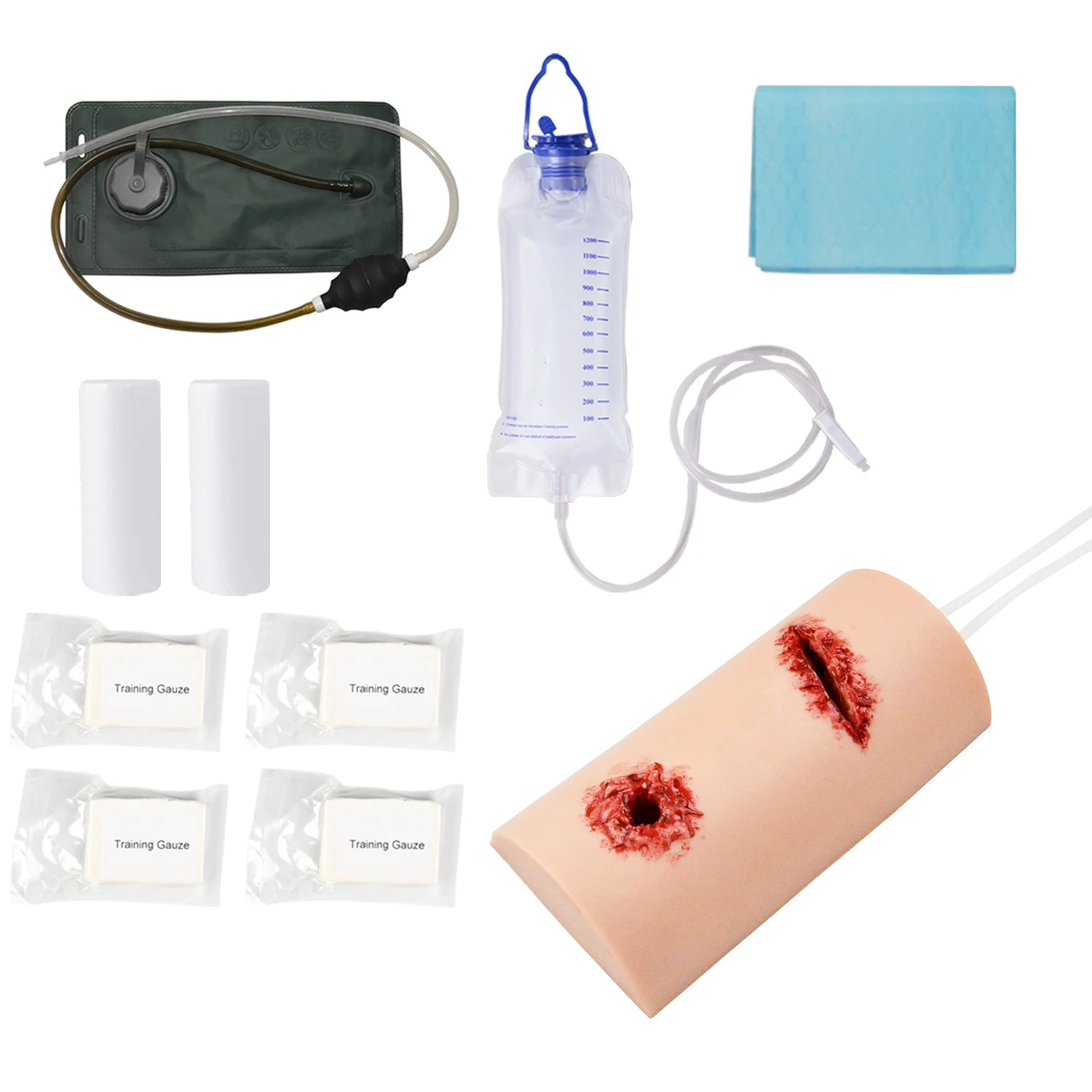 

2-In-1 Multitask Wound Packing Trainer First Aid Training Stop Bleeding Simulator Model Gunshot Wound Laceration Wound