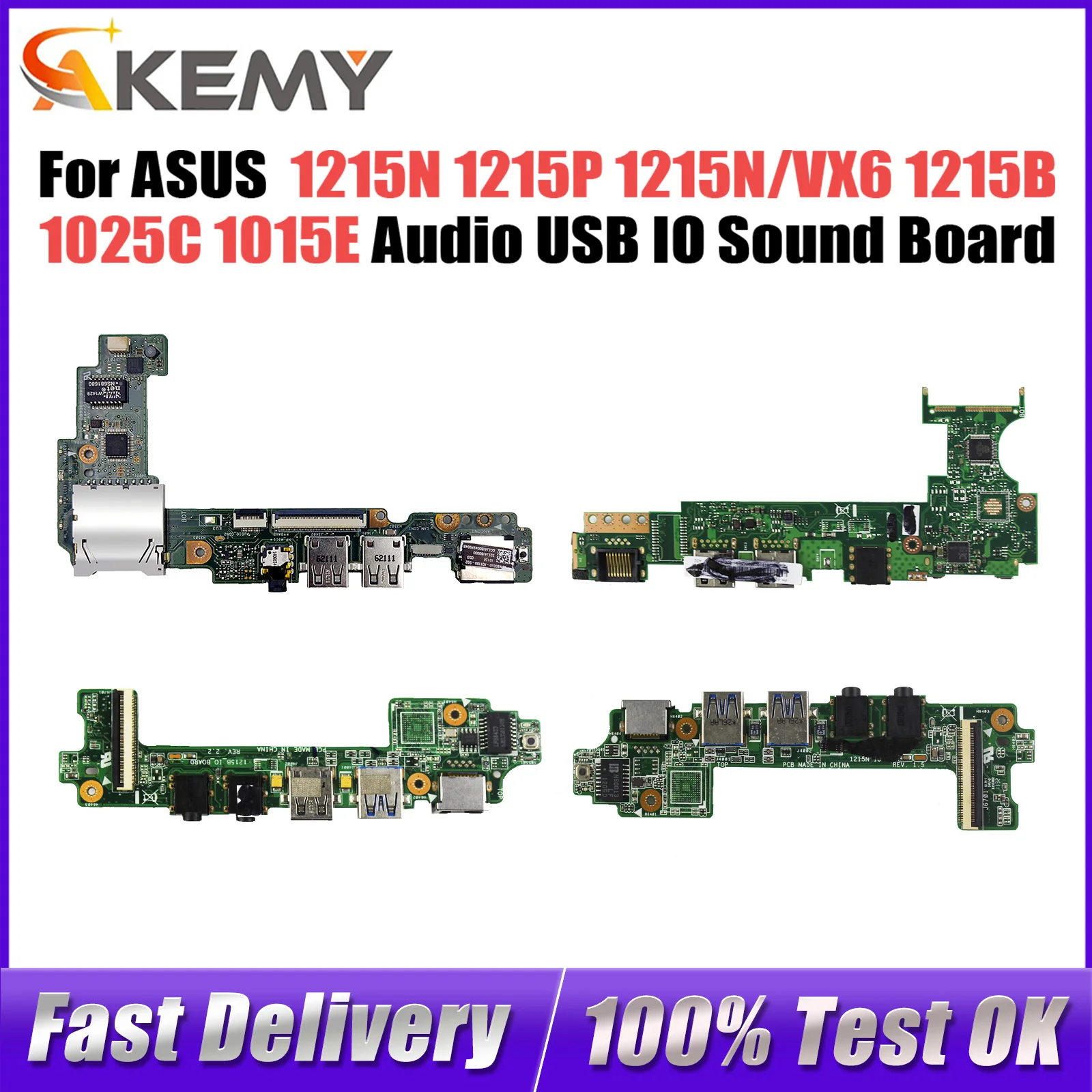 For ASUS 1215N 1215P 1215N/VX6 1215B 1025C 1015E 1225B 1225C Laptop Audio USB IO Sound Board board 100% Tested Fast Ship