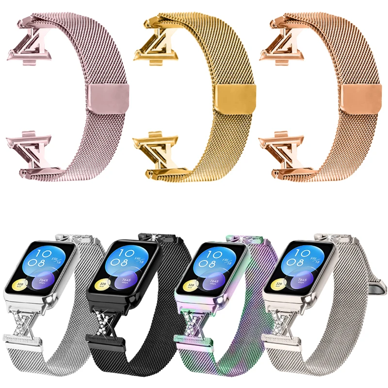 حزام حلقة مغناطيسي لساعة Xiaomi Band 8 pro 9 pro سوار معصم معدني بديل لساعة RedMi 4/ساعة 5 حزام