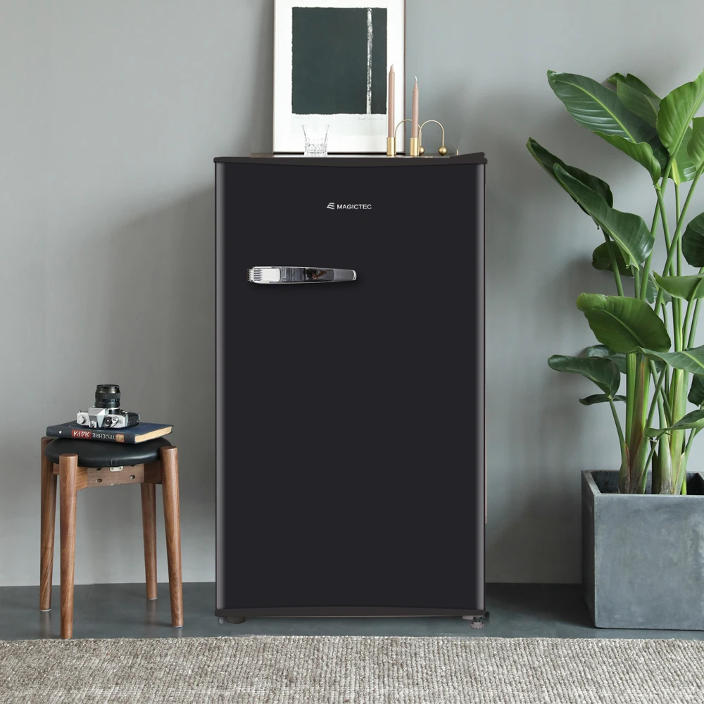 %# Retro Mini Fridge MSR92-RE Electric Portable Single Door Frost-Free Grade 2 Energy-Efficient Stainless Steel 85L Air Cooling