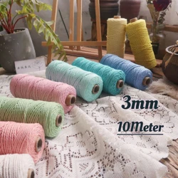 Ready Stock 3mm 10 Meters Macaronel Cotton Cord Braided Crafts Handwork DIY Cords Suitable for Macrame Boho Decoration Rope