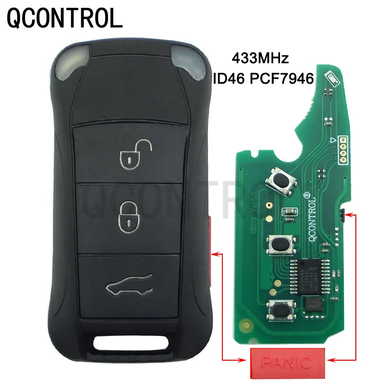 

QCONTROL 3 1/4 Buttons Flip Remote Car Key Fob 433MHz PCF7946A For Porsche Cayenne 2004 2005 2006 2007 2008 2009 2010 2011