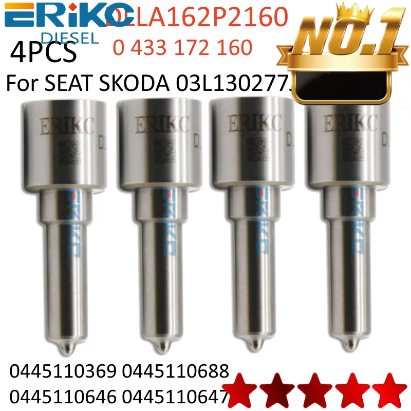 4PCS 0445110369 Nozzle DLLA162P2160 Fuel Diesel Injector DLLA 162 P 2160 for SEAT SKODA 03L130277J 03L130277Q Auto 0 433 172 160