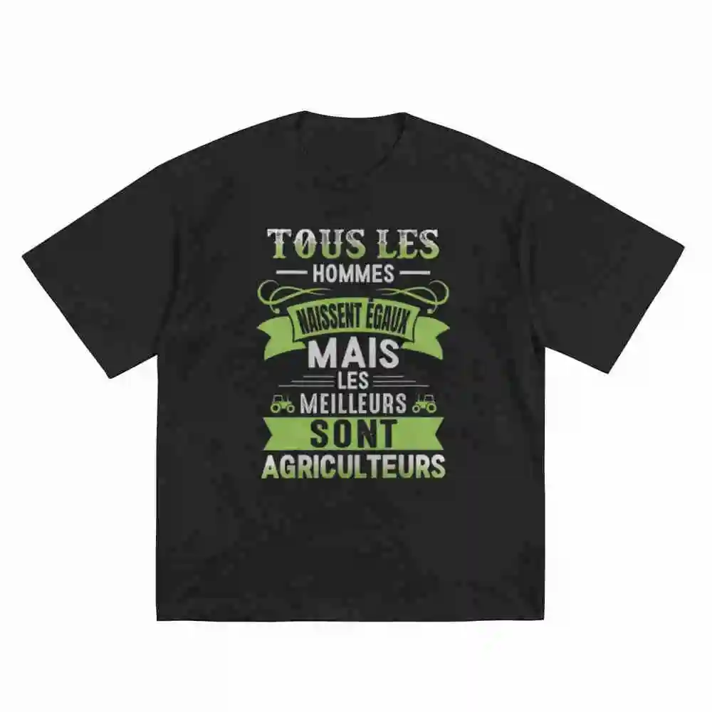Funny Farmer Saying All The Best Are Farmers French Quote Tractor Design Short Sleeve Tee 100% Cotton T-Shirt