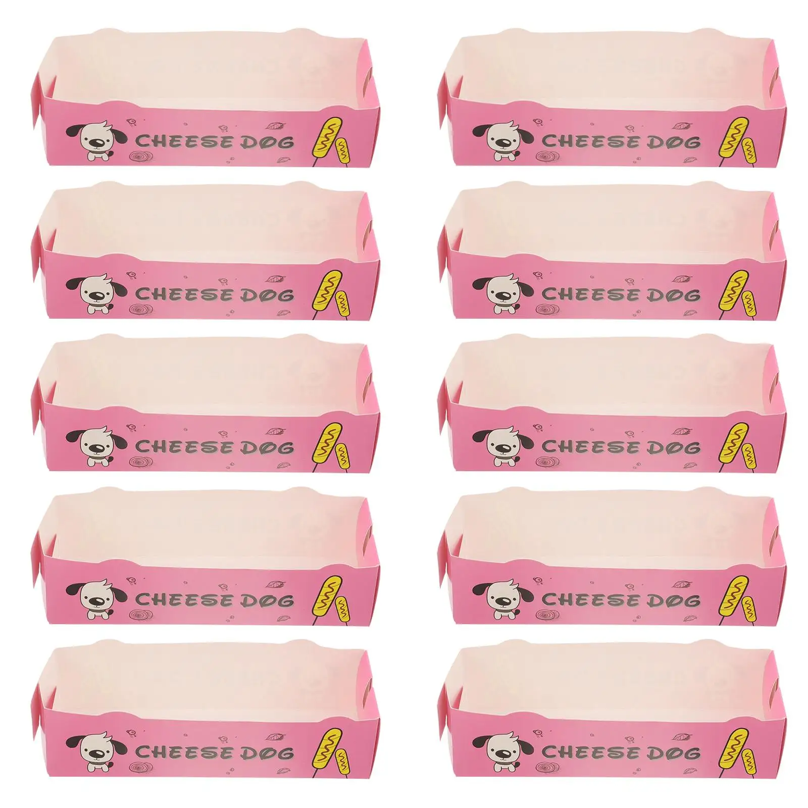 

100 Pcs Hot Dog Box Single Open Yellow Cardboard Food Takeout Containers Snack Wrapping Boxes Paper Storage Trays