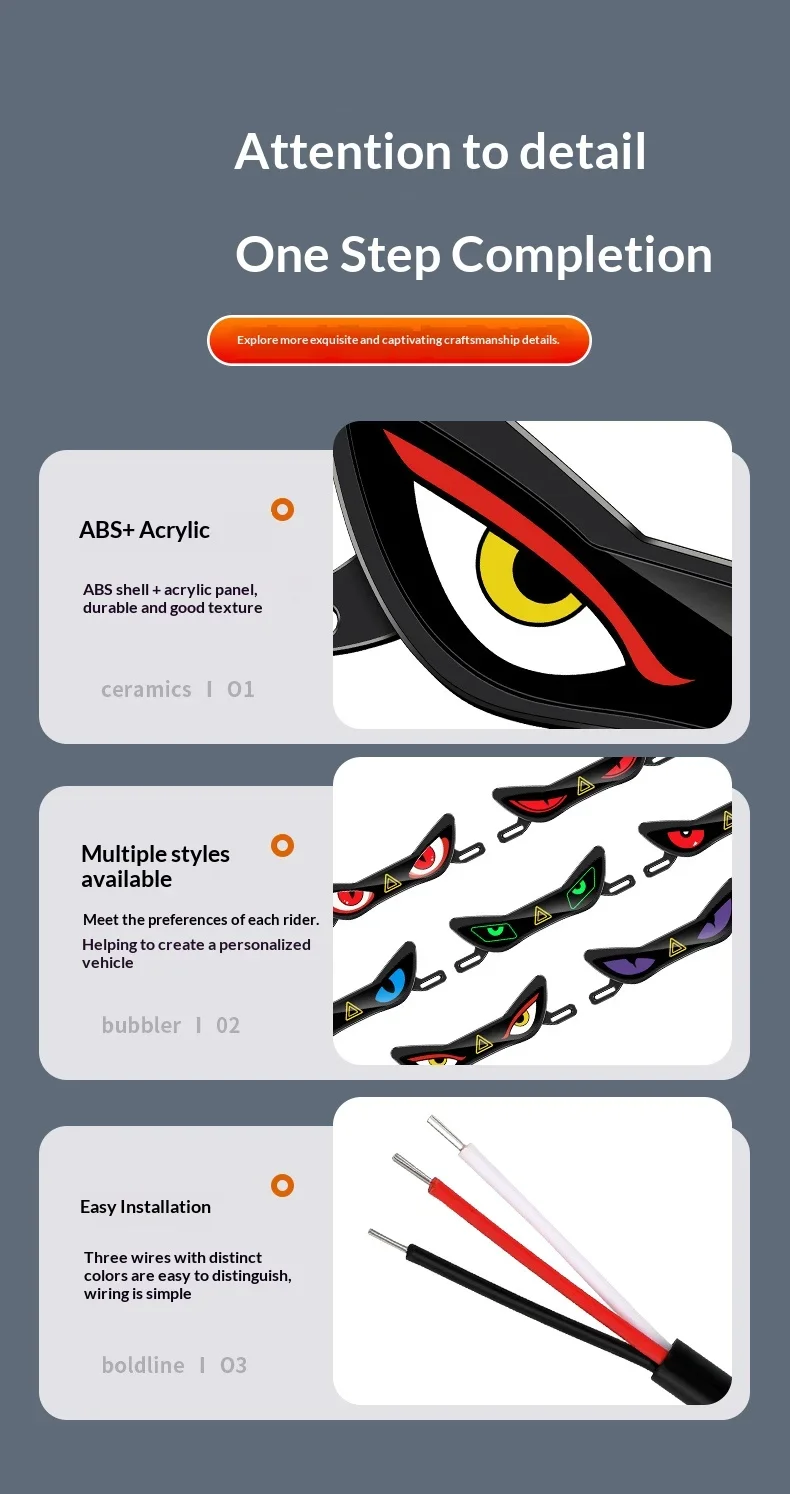 2026 Neuestes Motorrad Cool Demon Eye LED Kennzeichenbeleuchtung Wasserdichtes Ambientlicht Scheinwerfer Bremslicht Motorradbeleuchtung – Detail 9