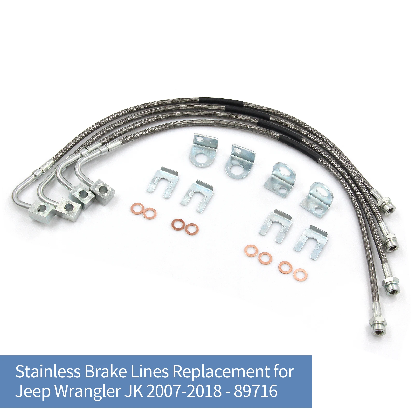 

Stainless Brake Lines Replacement for Jeep Wrangler JK 2007-2018 - 89716 Stainless Brake Lines Sets Durability