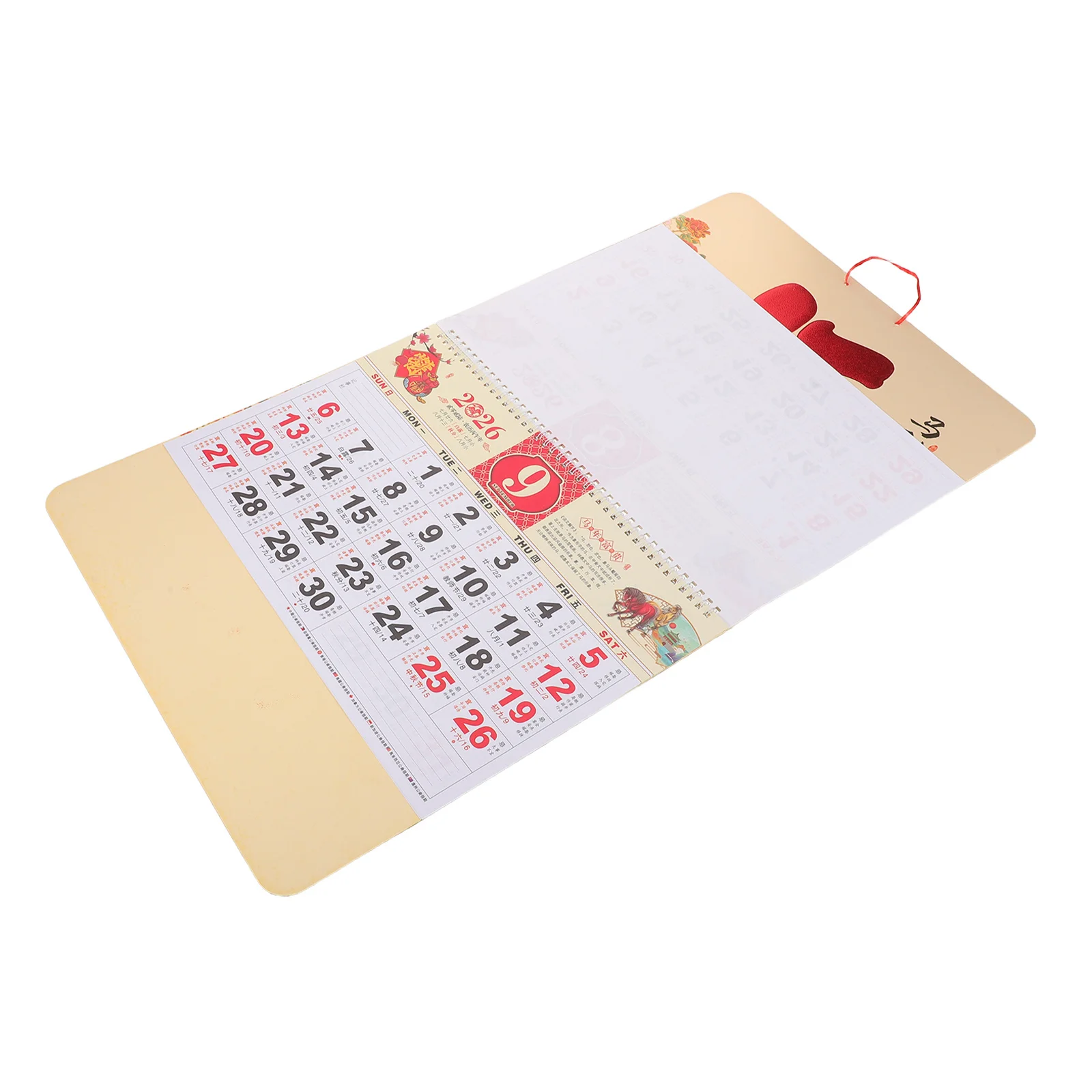 

2026 Chinese New Year Calendar - Horse Zodiac Artistic Wall Scroll for Feng Shui Luck Decor in Living Room Entrance Festival