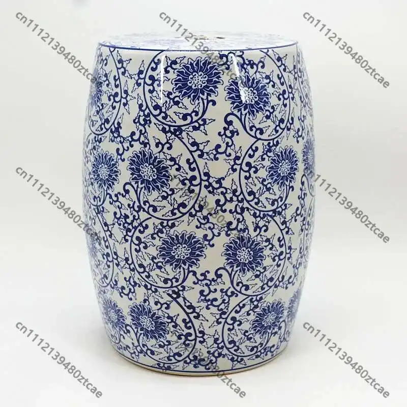 Ceramic Drum Shoe Changing Stool, Neoclassical Round Low Stool, Multifunctional Footrest Bench for  Designer Home Furniture