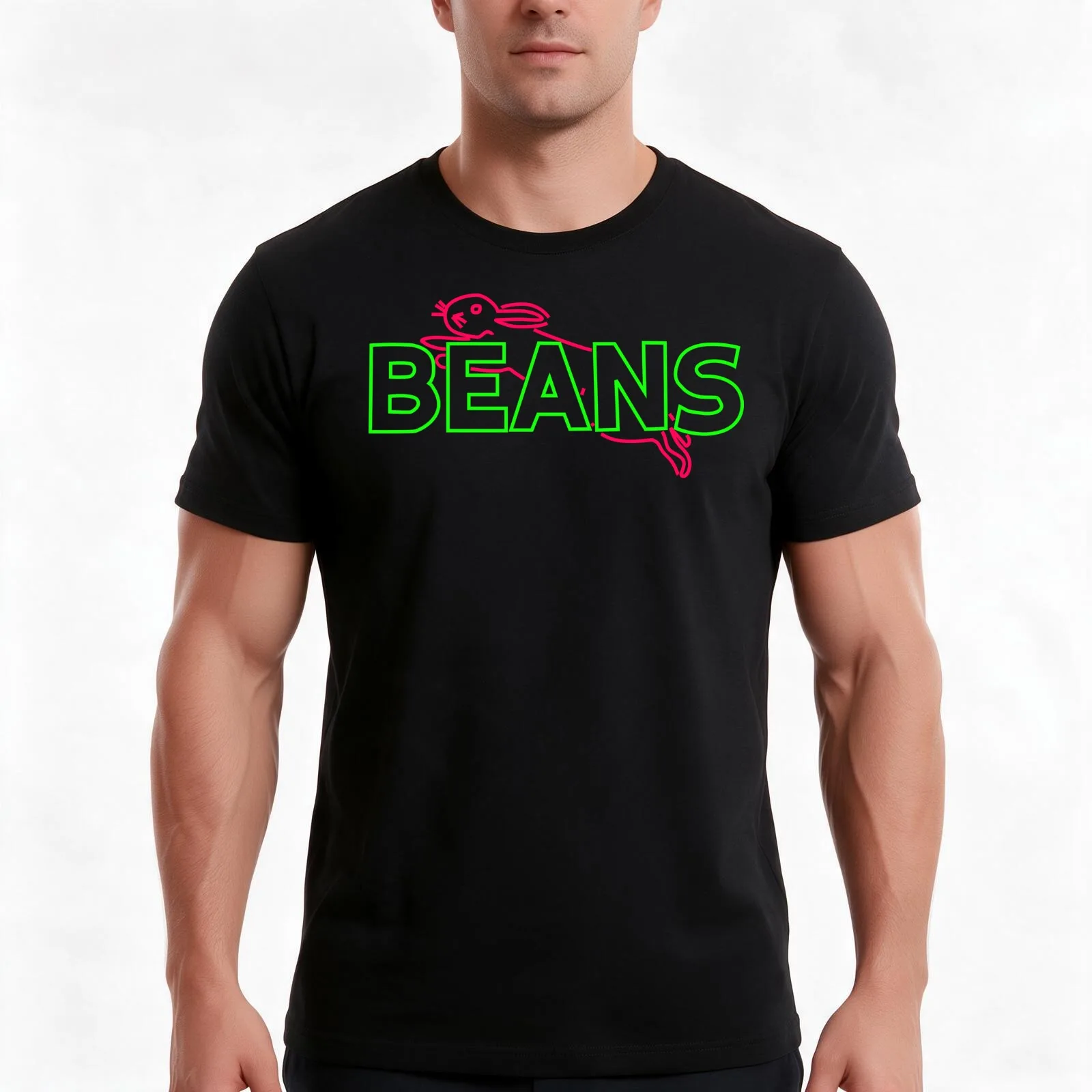 BEANS T-Shirt, Summer Casual Cotton Tee, Oversized Streetwear Tops, Vintage Graphic Print, Loose Fit Short Sleeve, 100% Cotton