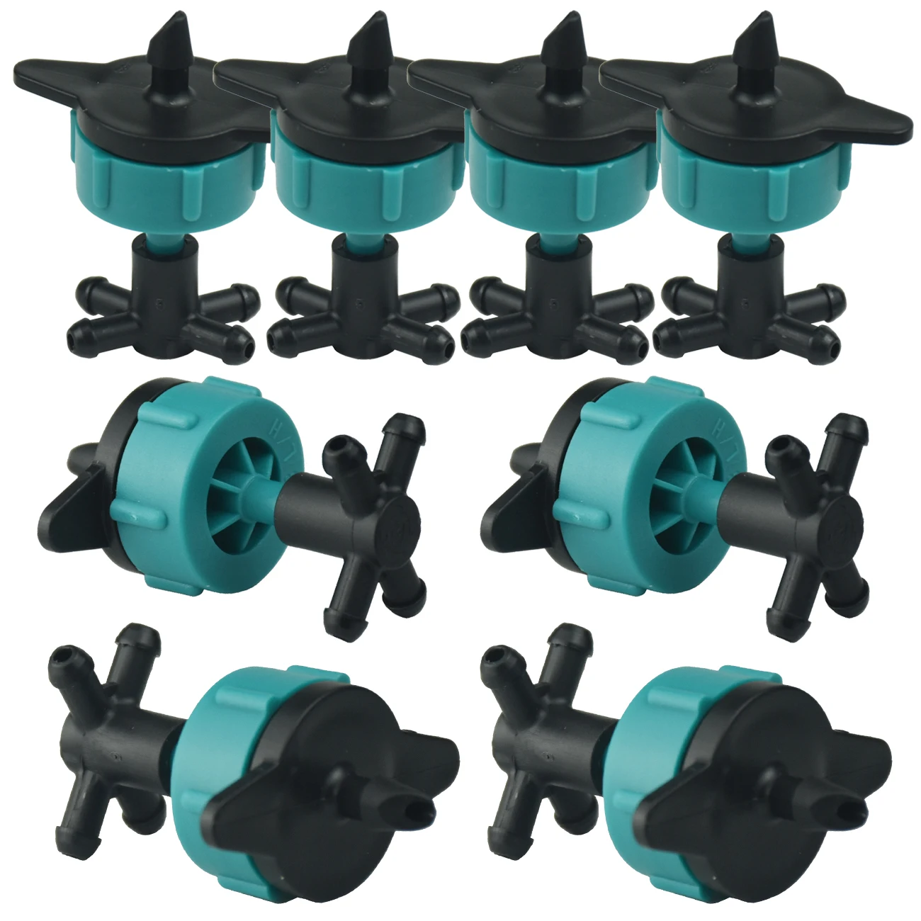 20-50pcs Garden Drip Irrigation 2L-8L Fixed Flow Dripper 4-way 3/5mm Hose Connector Agriculture Watering Drip Arrow Greenhouse