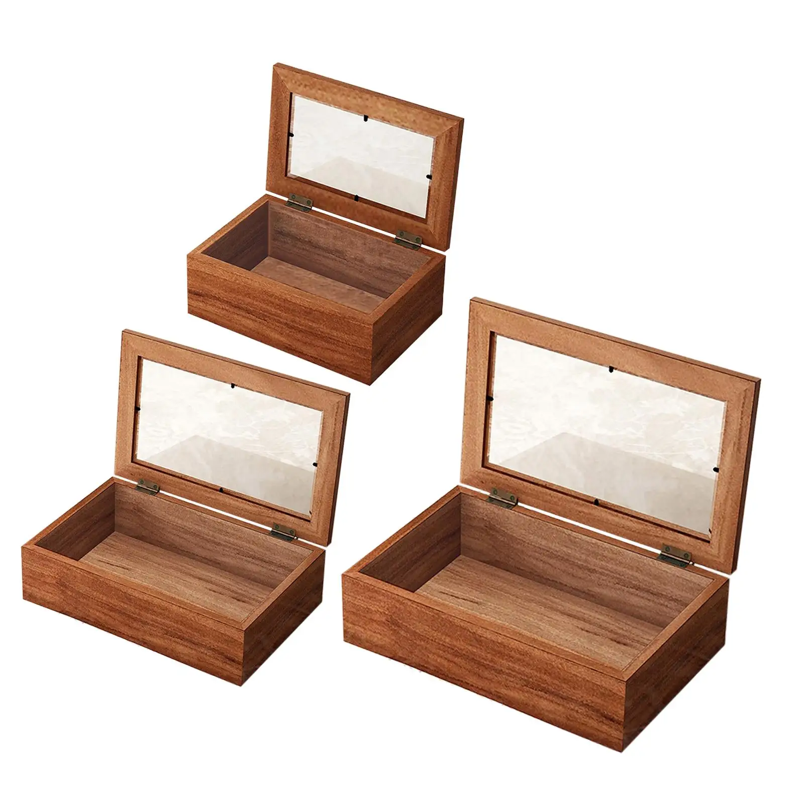 Wood Storage Box Jewelry Organizer Box Multifunctional Antique Trinkets Box with Clear Lid for Art Hobbies Collectibles Sundries