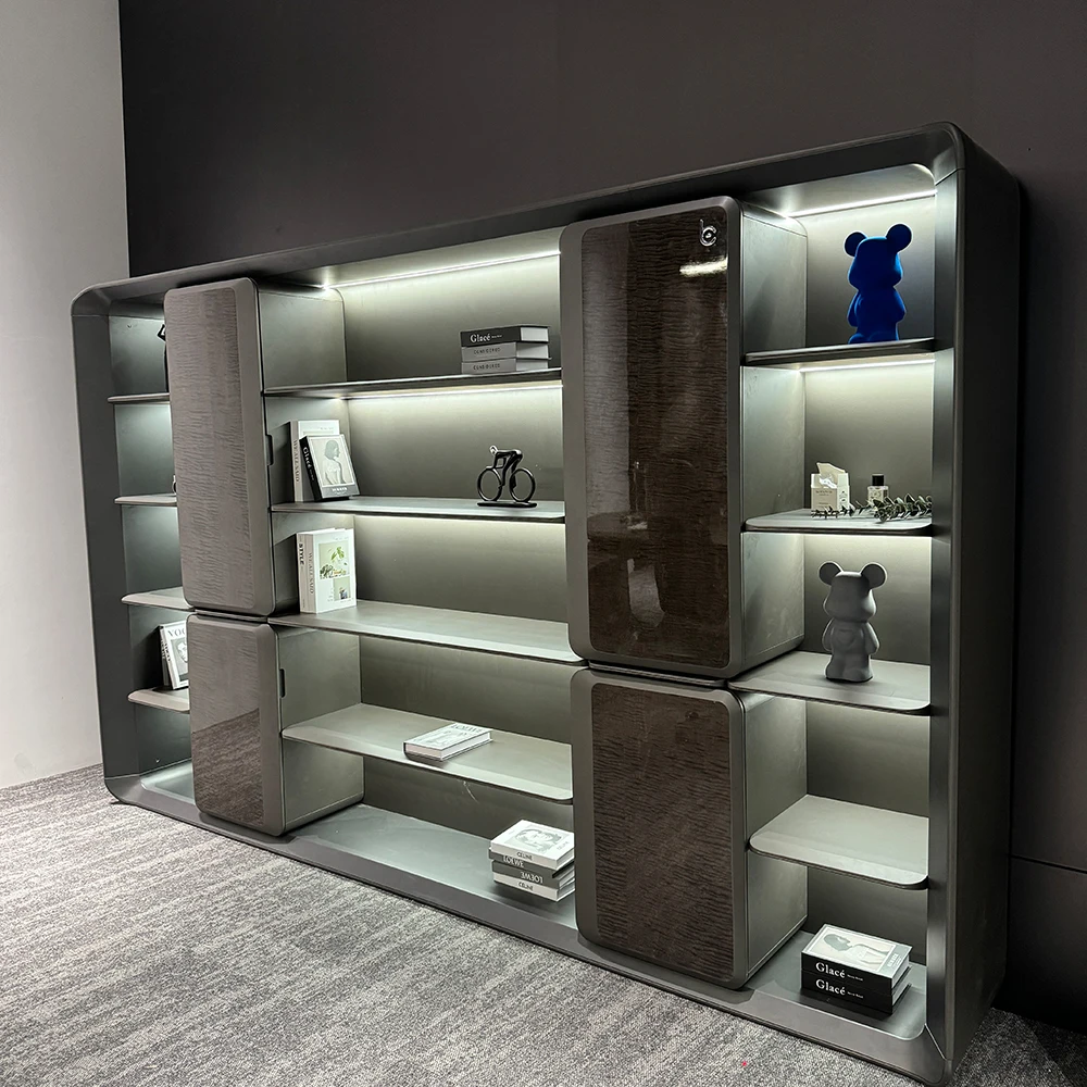 Office Filing Cabinets,High Quality Modern Luxury File Storage CEO Boss Table's Bookcase Wall Closet Showcase LED Light Displa