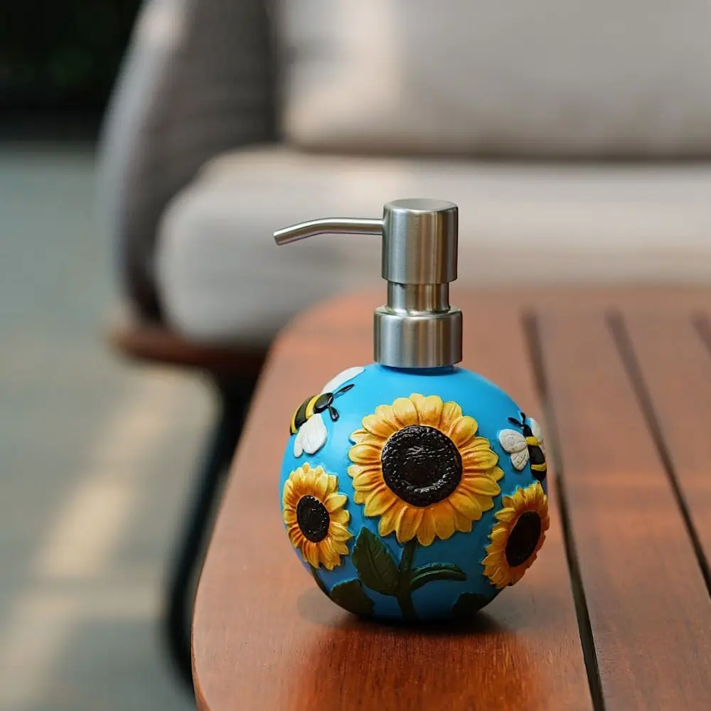 Creative Lotion Bottle Sunflower Bee Pattern Retro Style Split Bottle Fillable Reusable Pressing Soap Dispenser Women