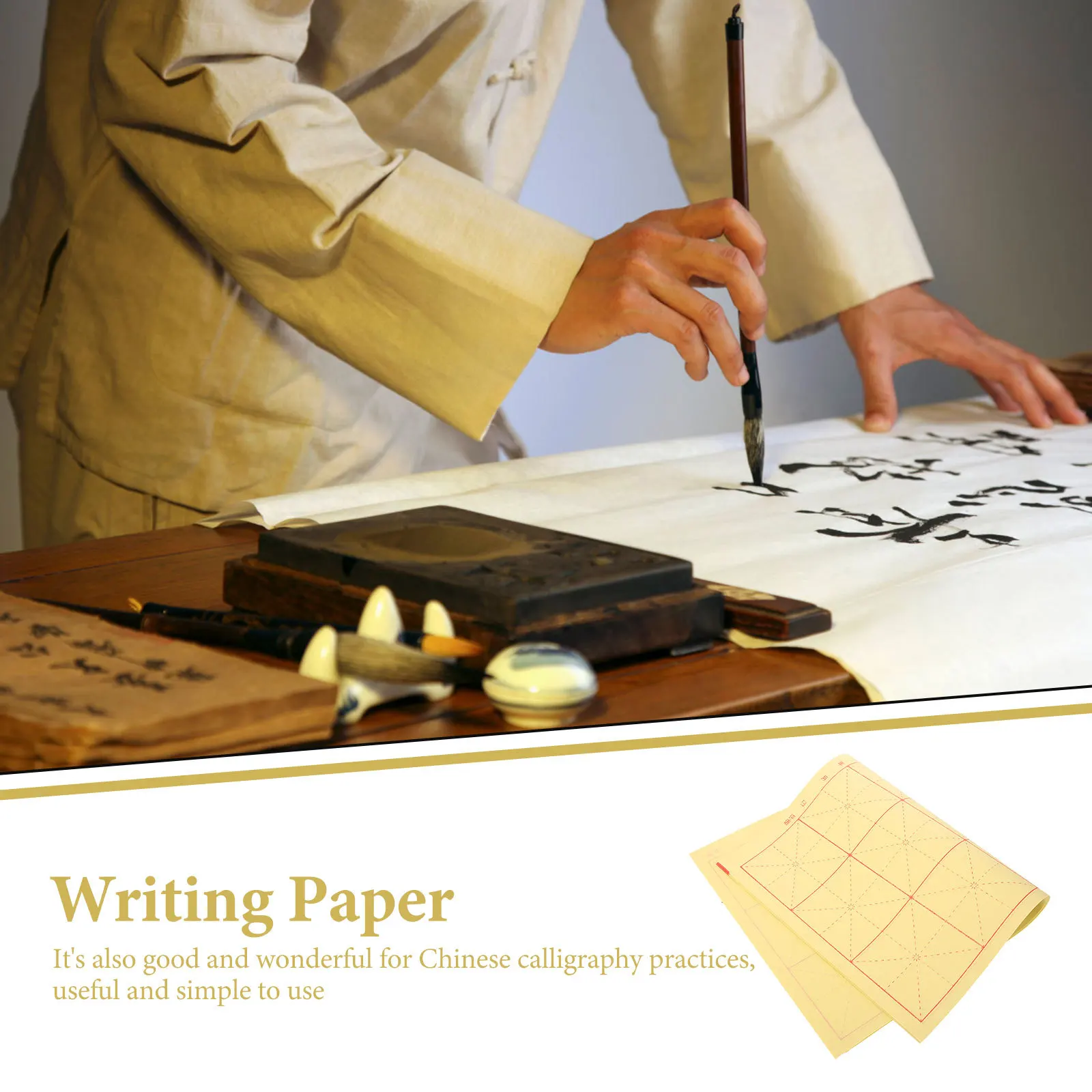 

90 Sheets Chinese Calligraphy Paper Thickened Rice Paper for Writing and Practice Portable Calligraphy Art Supplies