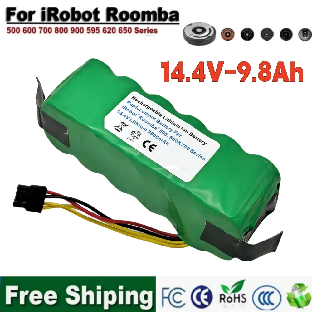 IRobot Roomba 500 600 700 800 Series 560 620 650 700 770 780 880 New 14.4V 9800mAh Rechargeable Lithium Battery