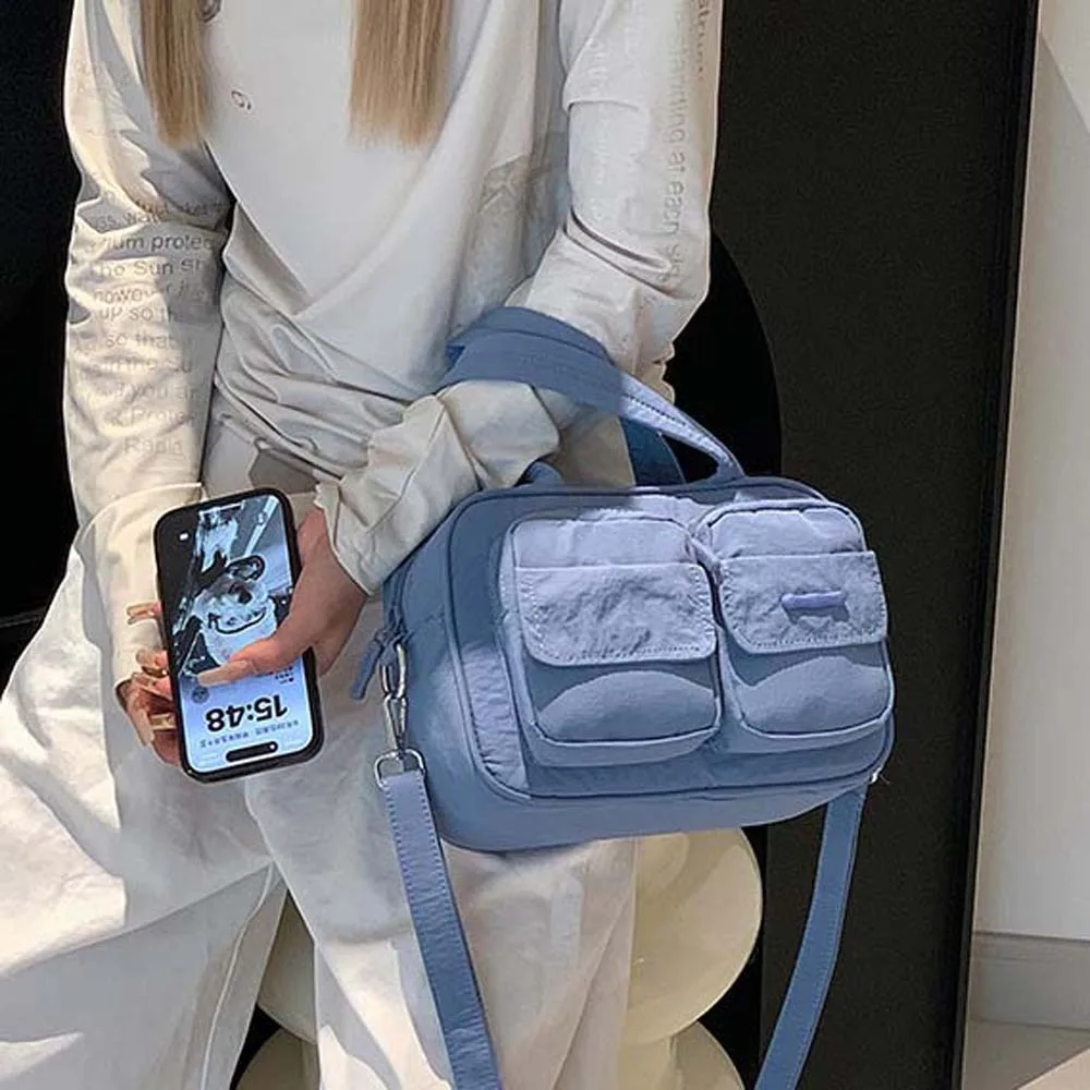 Verstelbare riem Nylon Crossbody Tas Anti-Splash Multi Functionele Harajuku Messenger Bag Polyester Effen Kleur