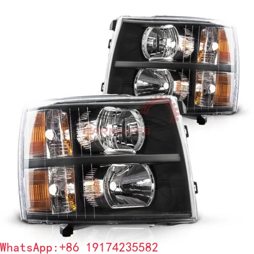 

Headlight for 2007-2013 Chevy Chevrolet Silverado 1500 2500 3500 HD Chrome Trim Headlamp GM2502280 GM2503280