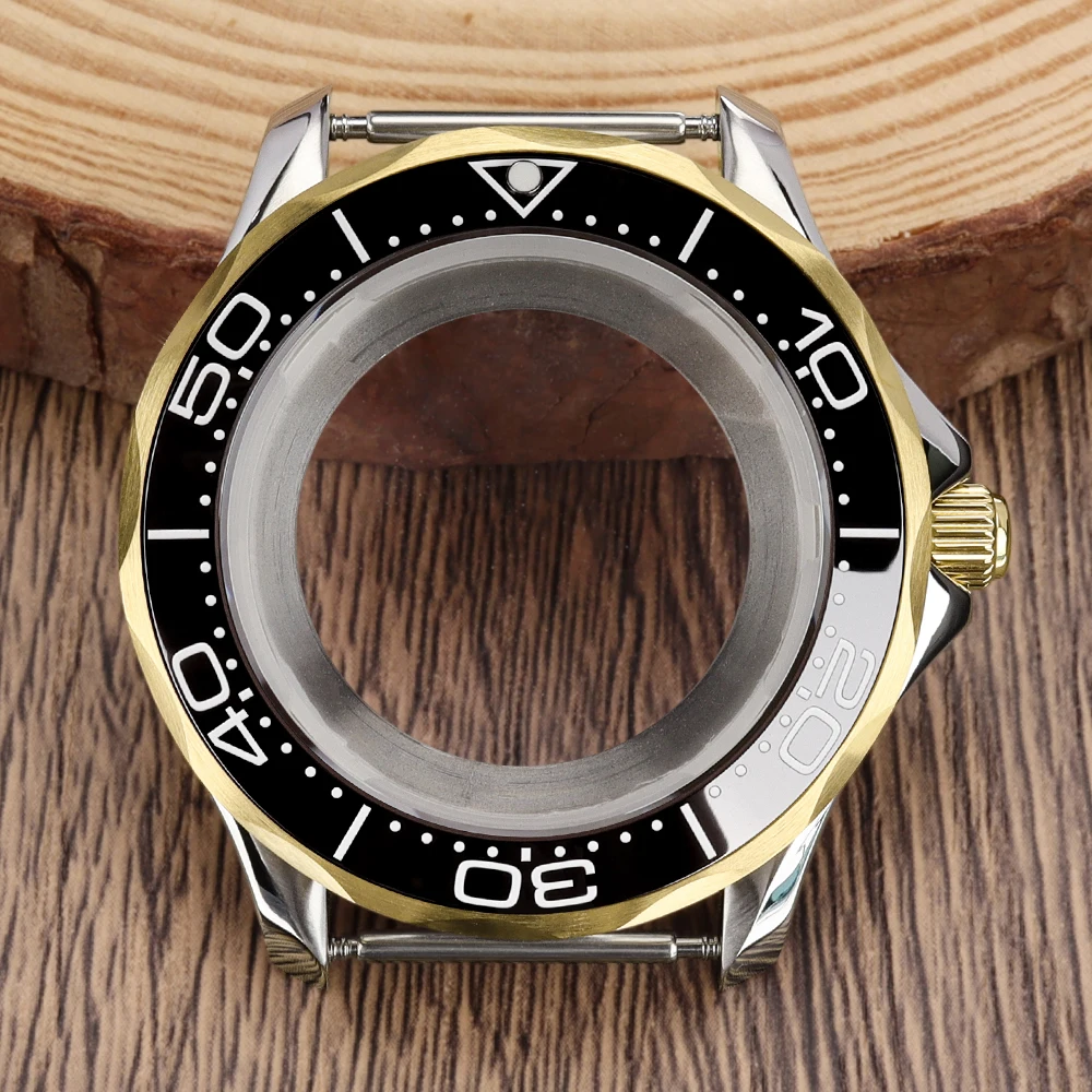 

41mm NH35 Watch Case Stainless Steel Silver Gold Watch Accessories Sapphire for NH35 NH36 4R35 Movt Seamaster 300 Case Seahorse