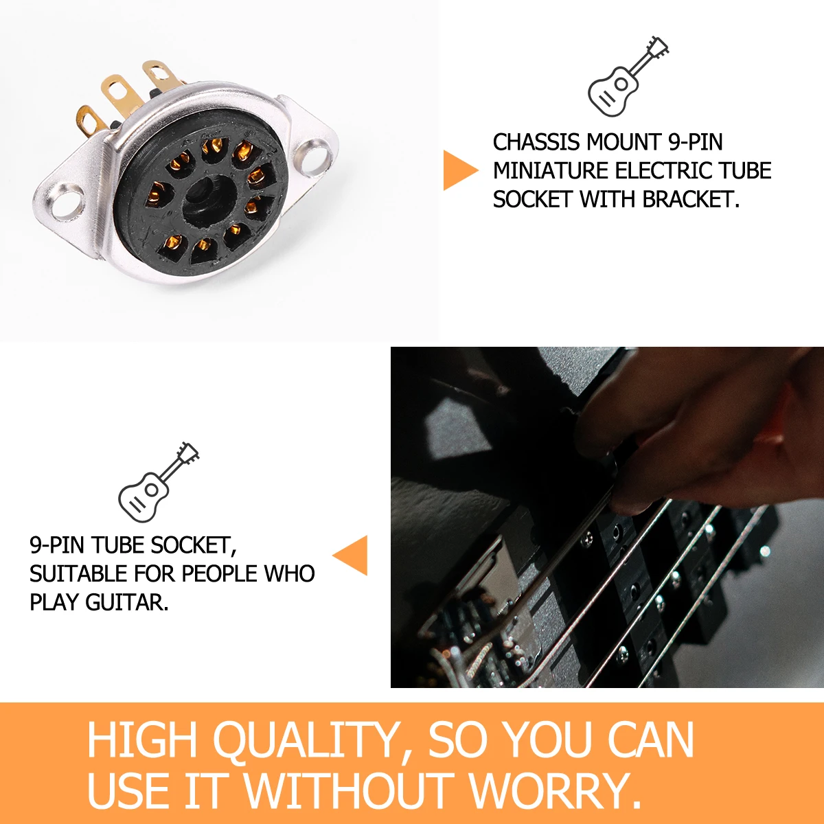 

2pcs Guitar Audio Amplifier 9-pin Tube Socket Connector Plastic Accessory Musical Instruments Parts Mini Electric Tube Base