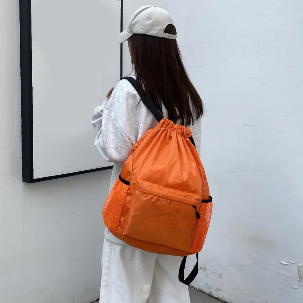 

Backpack with Drawstring Closure Waterproof Sports Bag Wear-Resistant Large Capacity Multi-Pocket Design Swimming Gear Backpack