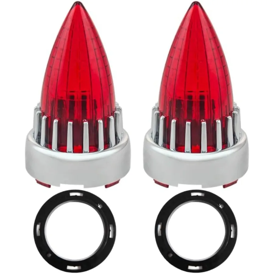

3 1/4 Motorcycle Bullet Turn Signals Lens Covers 2 Pack Red Rear Tail Light Lens Replacement Parts for Harley Road King Electra