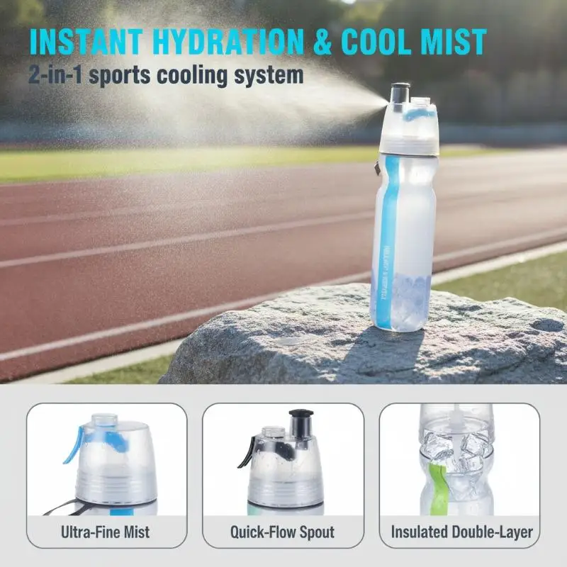 NestPicksPE Dual Layer Spray Bicycle Plastic Cold Preservation Portable Cycling Water Cup