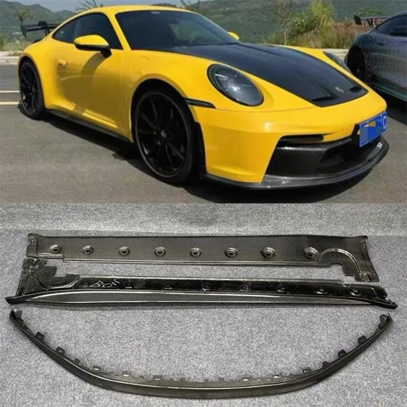 

For Porsche 911 992 2019 2020 2021 2022 2023 2024 ReaI Carbon Fiber Bumper Front Lip Side Skirts Spoiler Kit