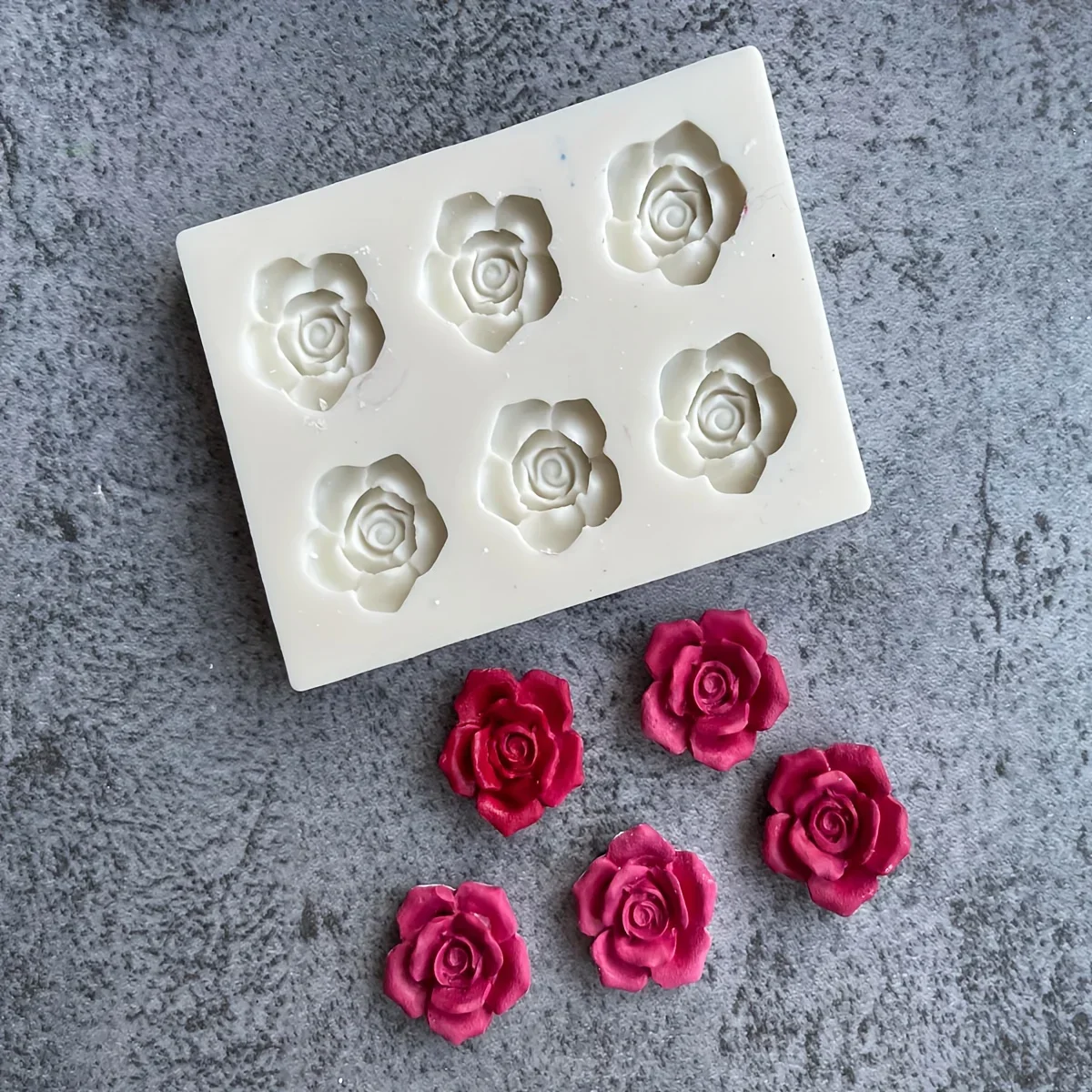 1 Stück 6-fach Rosenblüten-Silikonform für Aromatherapie-Kerzen und handgemachte Seifen - Bastelbedarf – Detail 3