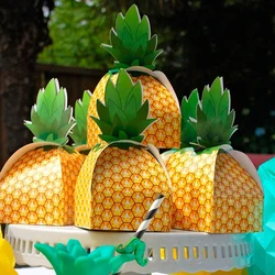 5/10/20pcs Pineapple Shape Cardboard Goodies Candy Packing Box Favor Hawaiian Luau Summer Party Decorations Gift Box Supplies