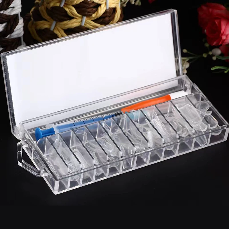 نصائح أظافر أكريليك شفافة ، حقن المياه ، طلاء شفاف ، غطاء كامل ، مربع ، تابوت متوسط ، طرف الأظافر كاذبة ، أداة مانيكير ، 1 صندوق #3