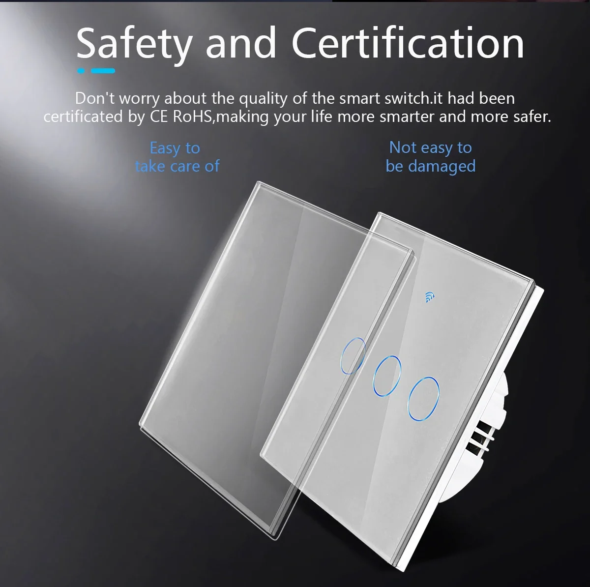 Smart Home Switch 1/2/3/4 Gang White Wall Sensor Wifi Touch Light Switch Tuya Control Smart Life Google Alexa with Alice view 3