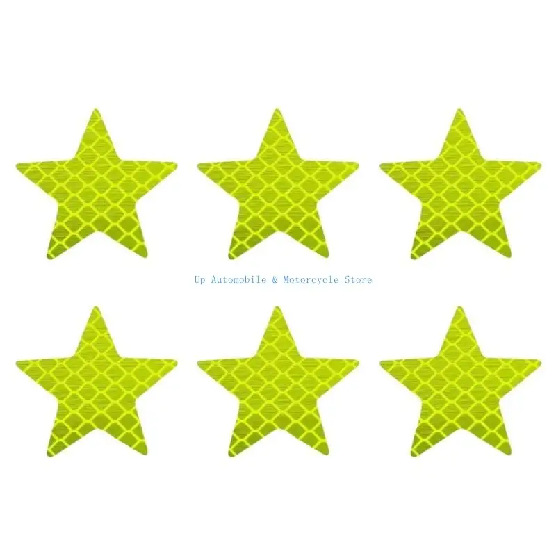 270E 6 قطعة أشرطة تحذيرية من الشارات النجمية العاكسة للدراجات النارية والسيارات والشاحنات والدراجات ملصقات السلامة الليلية مع