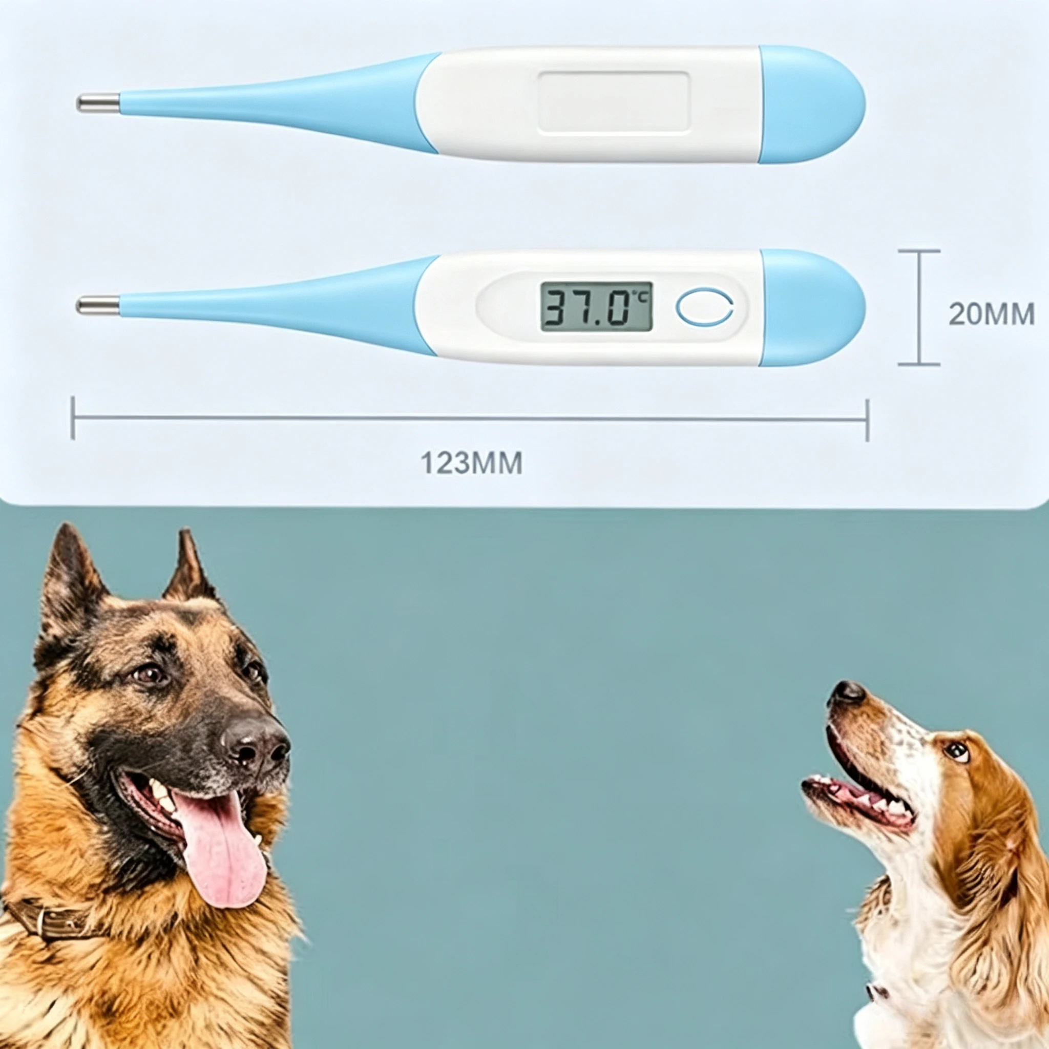 Pet Thermometer Digital 8s Fast Reading Rectal Veterinary Thermometer with Soft Tip Fever Alert for Dogs Cats