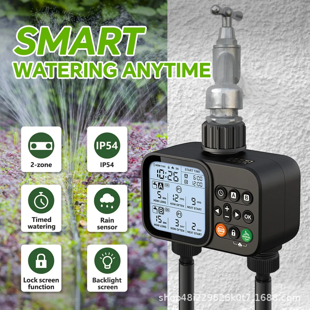 Dual‑outlet Irrigation‑control Tool, Timing Apparatus for Smart Auto Watering Orchard Lawn Sprinkler Irrigation Monitoring
