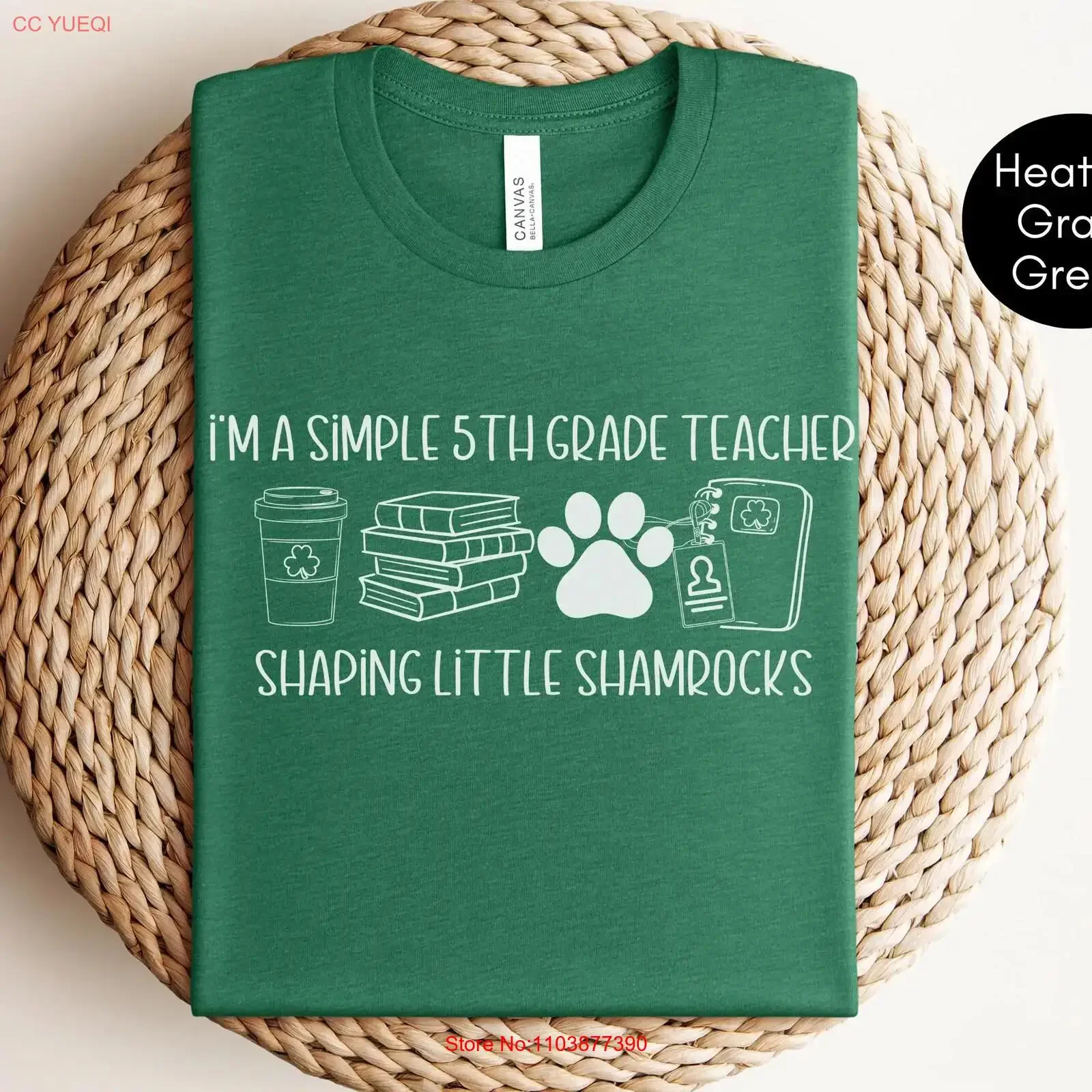 Drôle St Patricks jour 5th Grade professeur DOg amant t-shirt mignon Patty's pour cinquième école primaire équipage vintage lavé