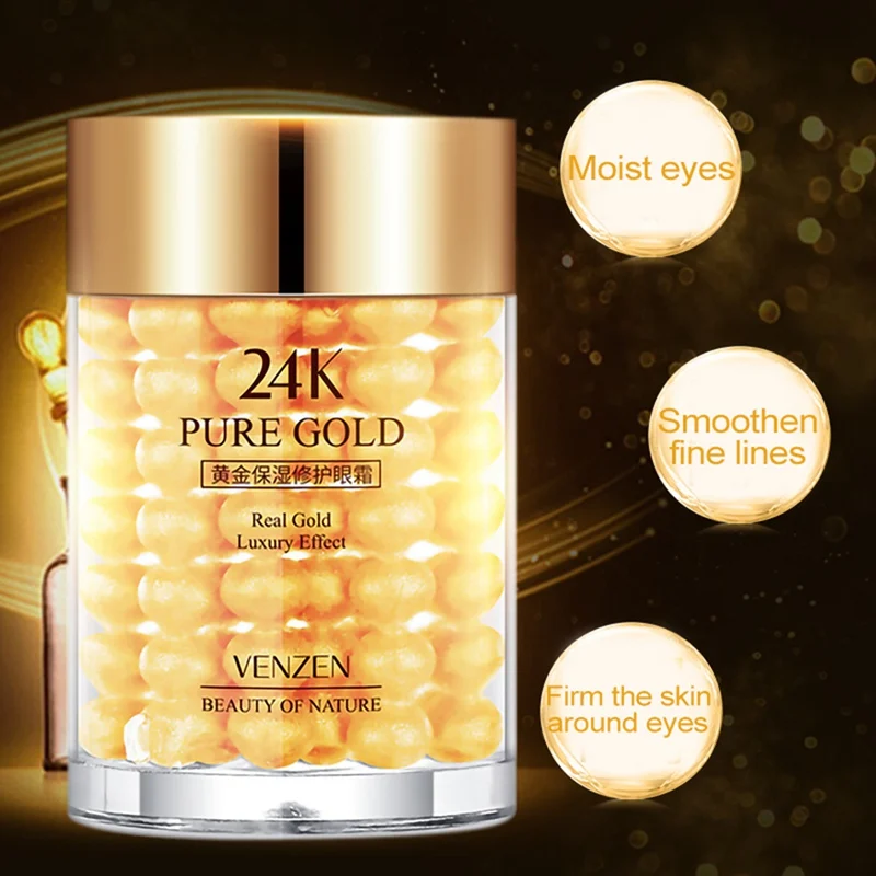 24K Gold Eye Cream Moisturizing Hyaluronic Acid Serum Anti Puffiness Anti Wrinkles Remove Dark Circle Anti-Aging Women Eyes Care