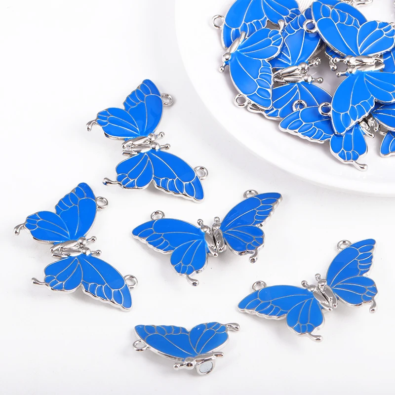 2Pairs/Set Alloy Enamel Magnets Attract Butterflies Charms Pendants For DIY Couples Jewelry Making Necklace Keychain Supplies