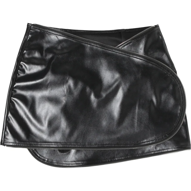 New Women's Zipper Mini Slim Y2k Hip Pu Leather Skirt