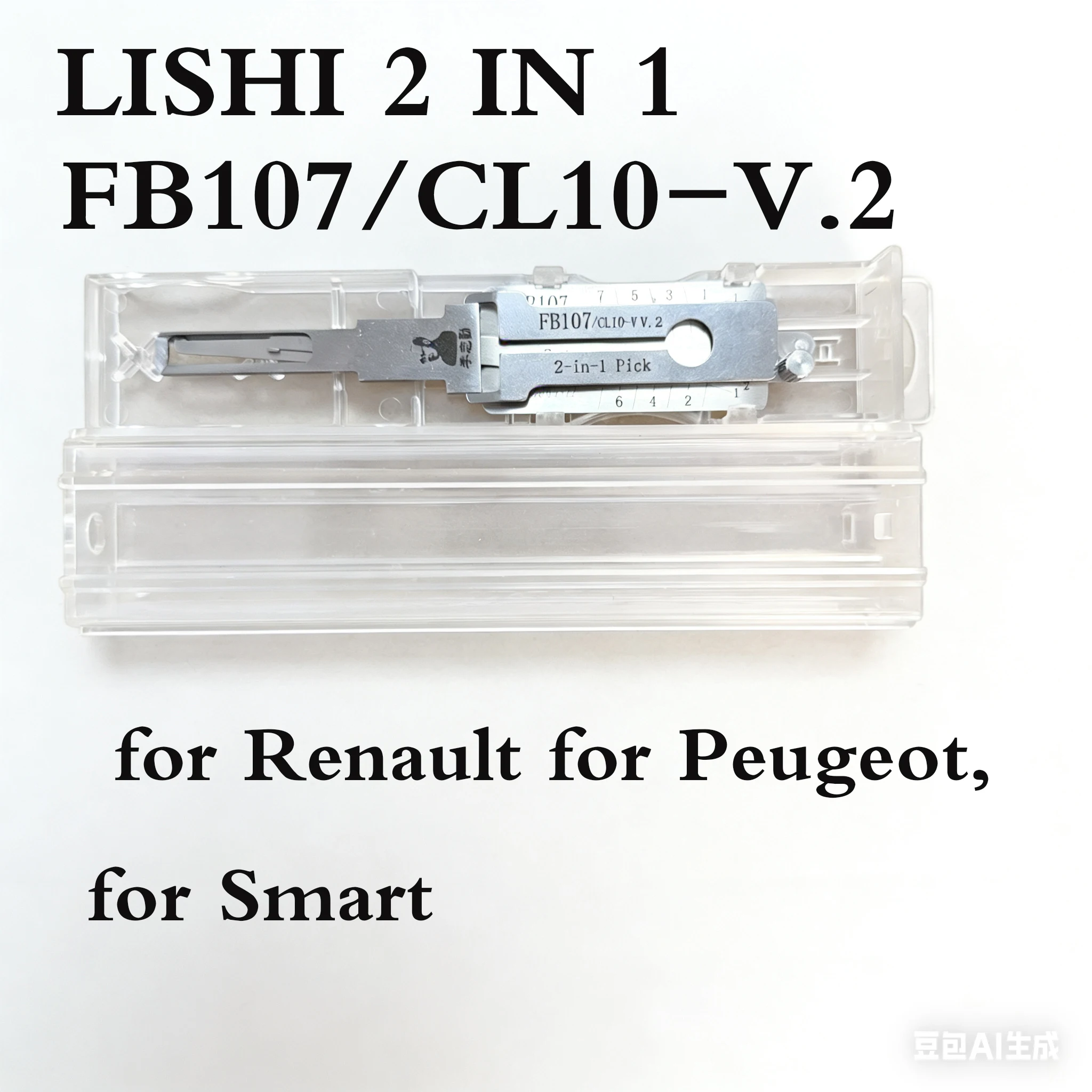 lishi 2 in 1 FB107/CL10-V V.2 2-in-1 Pick used for Renault, for Peugeot, for Smart