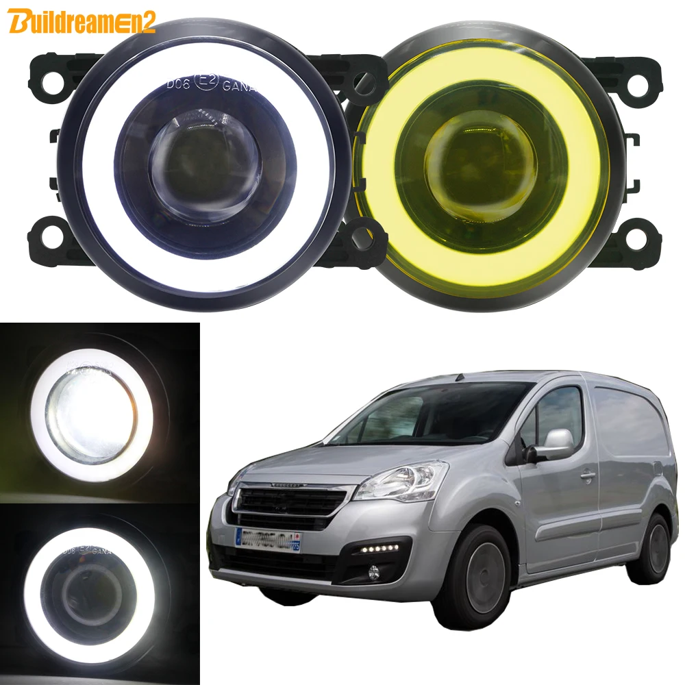 2 X Car COB Fog Light 30W Angel Eye DRL LED Fog Daytime Running Lamp Assembly H11 For Peugeot Partner Box Body MPV 2012-2022